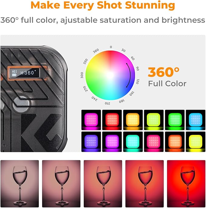 K&F CONCEPT RGB Video Light, 360° Full Color Portable Photography Light - Image 3