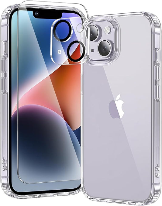 toushion 3 in 1 for iPhone 14 Case Clear, Screen Protector *1 & Camera Lens by Unknown