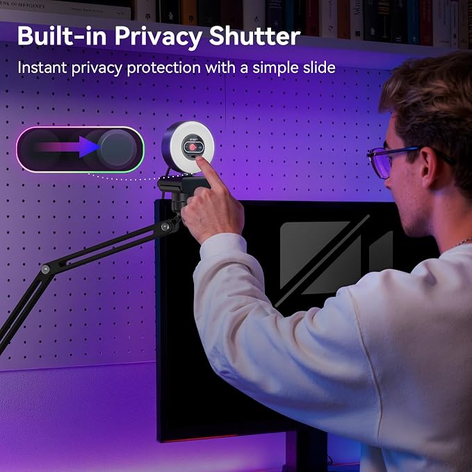 EMEET S600L 4K Webcam with Adjustable Desktop Overhead Stand, 4 Lighting Modes - Image 5