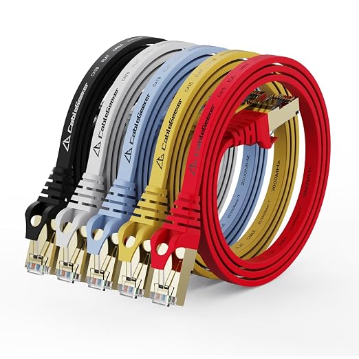 CableGeeker Cat 8 Ethernet Cable 1FT 5 Pack Multi Color, 40Gbps 2000Mhz High by CableGeeker