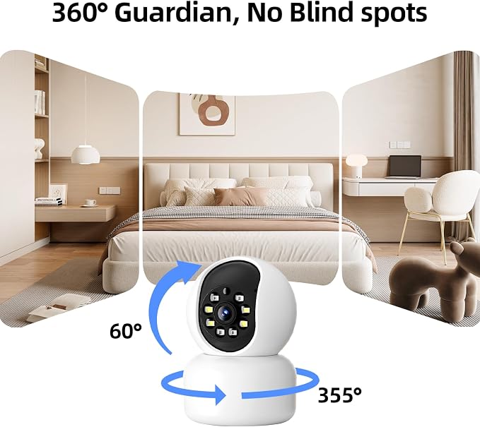 Hawkray 360° 2K 3MP Security Camera Indoor, 2.4/5GHz WiFi Smart Motion Alert - Image 3