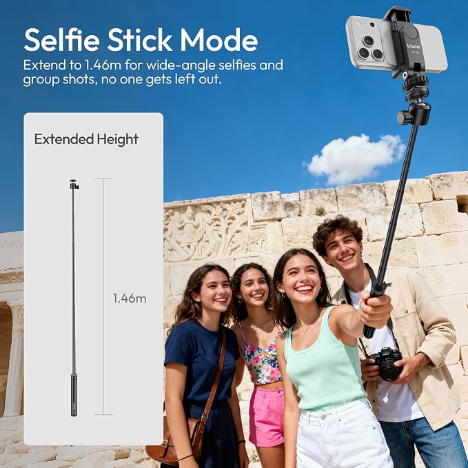 Upgrade 59" Tripod Stand w Auto-Open 4-Leg, ULANZI TT24 Vlogging Selfie Stick - Image 8