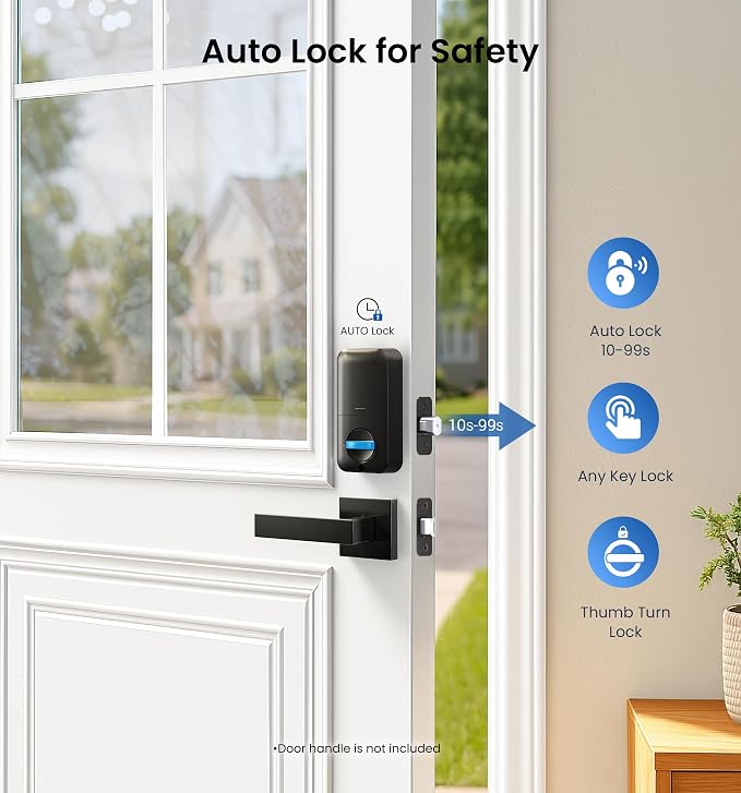 Veise KS02A Fingerprint Keyless Entry Door Lock, Auto Lock, Electronic Keypad - Image 4