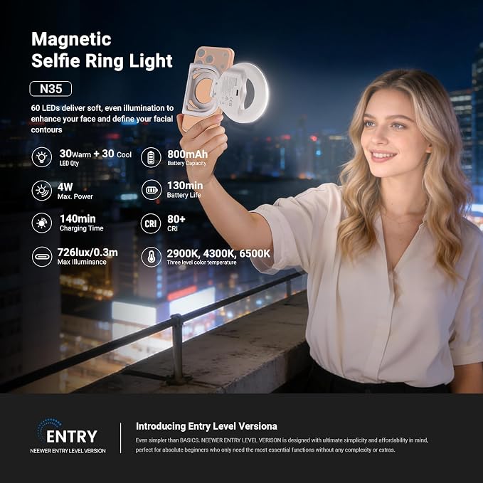 NEEWER ENTRY LEVEL VERSION N35 Magnetic Selfie Ring Light Compatible - Image 3