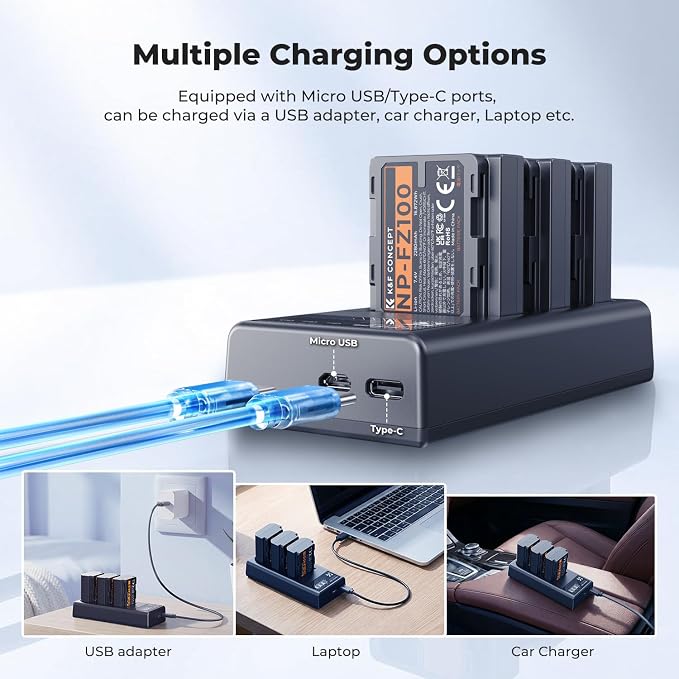 K&F Concept 3-Pack NP-FZ100 Battery and Upgraded LCD Battery Charger Compatible - Image 6