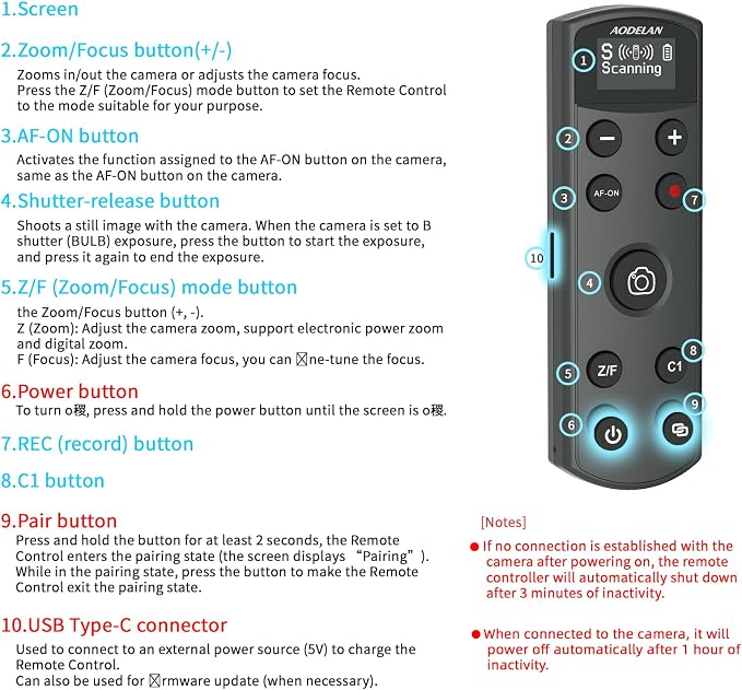 for Sony Camera Wireless Remote Control, Rechargeable Shutter Release - Image 7