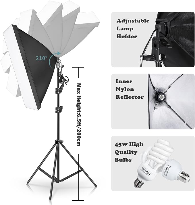 Photo Lighting Kit, 2M x 3M/6.6ft x 9.8ft Background Support System and 900W - Image 3