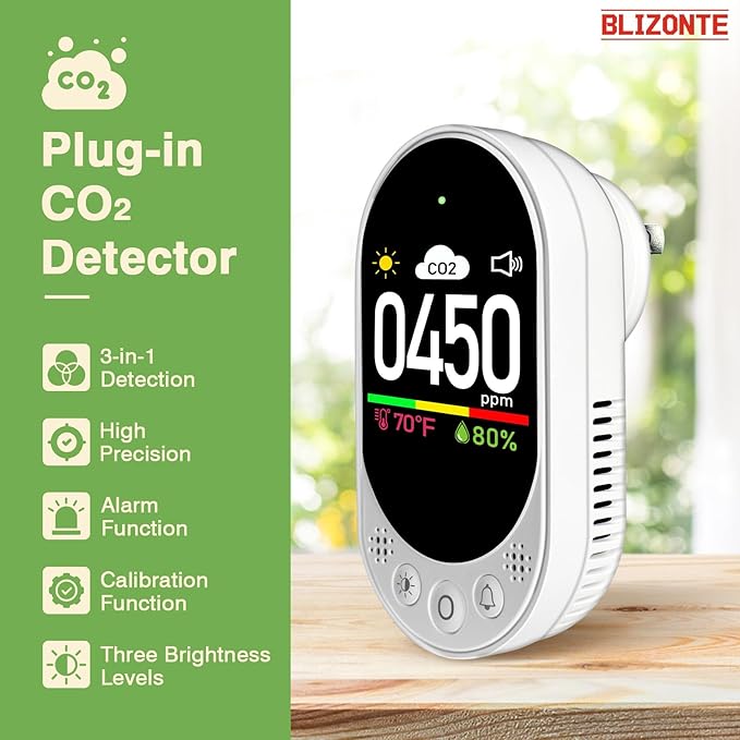 Indoor Air Quality Meters Plug-in Wall, 3-in-1 Air Detector, Supports Manual - Image 2