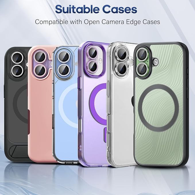 for iPhone 17 Camera Lens Protector Bling, Individual Diamond Metal Ring - Image 6