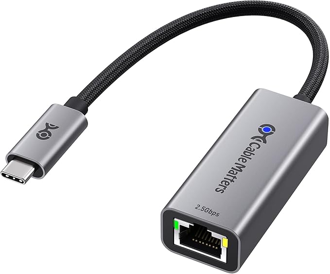 Cable Matters USB C to 2.5Gb Ethernet Adapter, 2.5 Gigabit Network Speed by CableMatters