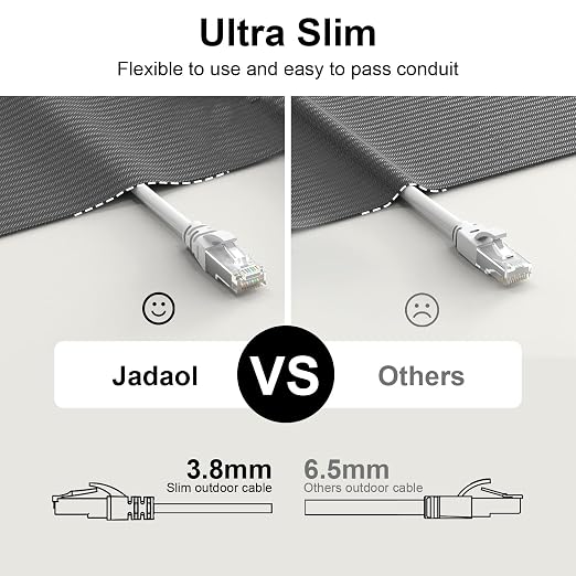 Jadaol Cat6a Ethernet Cable 1 ft 10 Pack, Slim 10G 550MHz 28AWG Patch Cable - Image 3