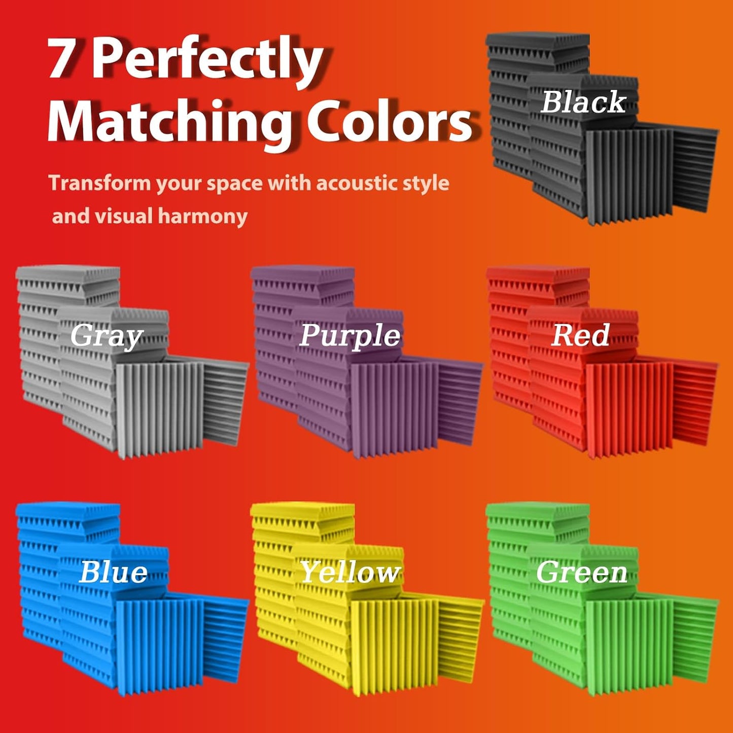 24 Pack Acoustic Panels – Sound Proof Foam Panels for Wall 12"x12"x2", Flame Retardant Wedge Acoustic Foam, High-Density Sound Absorbing Panels for Home Studio(Gray, 2" Thick 24 Pack)