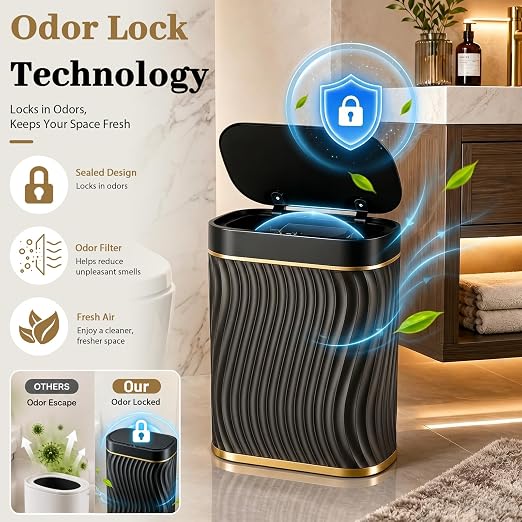 steo spce Automatic Motion Sensor Bathroom Small Trash Can - Image 4