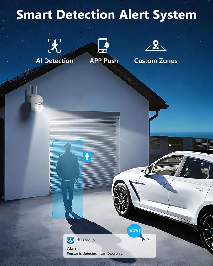 OOSSXX 2 Pack Outdoor WiFi Security Cameras 3MP, PTZ Pan Tilt - Image 5