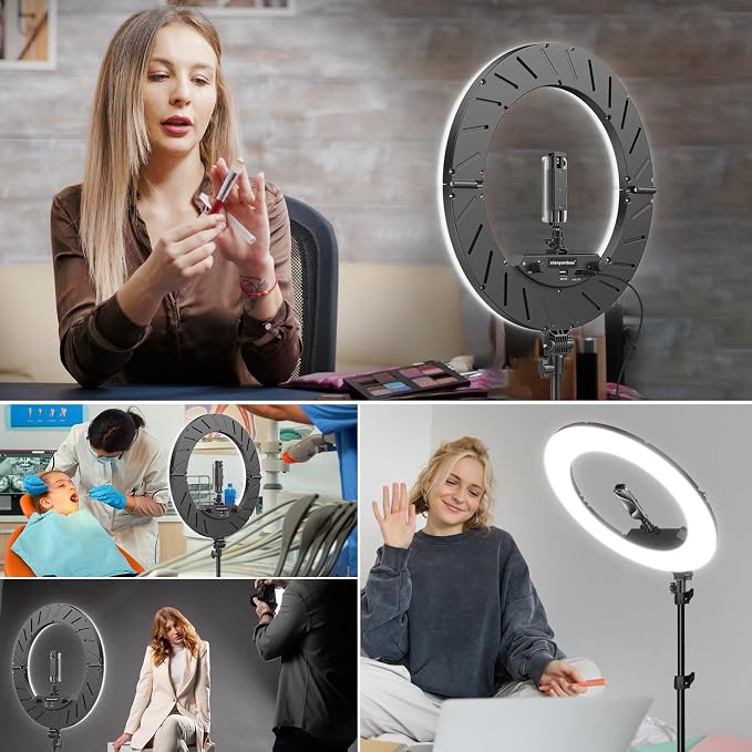 18 Inch Ring Light Kit, 55W6700k Dimmable LED Light, Tripod Stand, Remote - Image 7