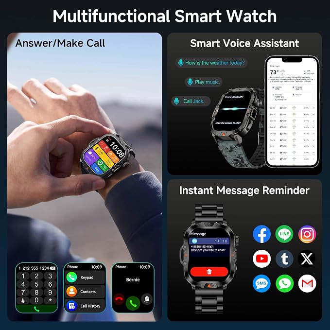 Smart Watch for Men Military Answer/Make Call 2.01″ Display 170+ Sports Modes - Image 5