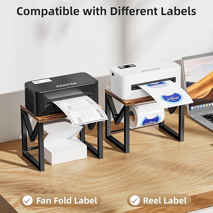 Marbrasse Label Holder for Rolls and Fanfold Labels, Wood Label Printer Holder - Image 4