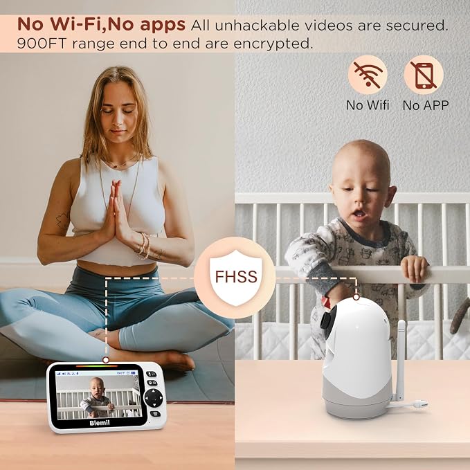 Blemil Baby Monitor with 30-Hour Battery, 3500mAh Battery, Remote Pan/Tilt/Zoom - Image 6