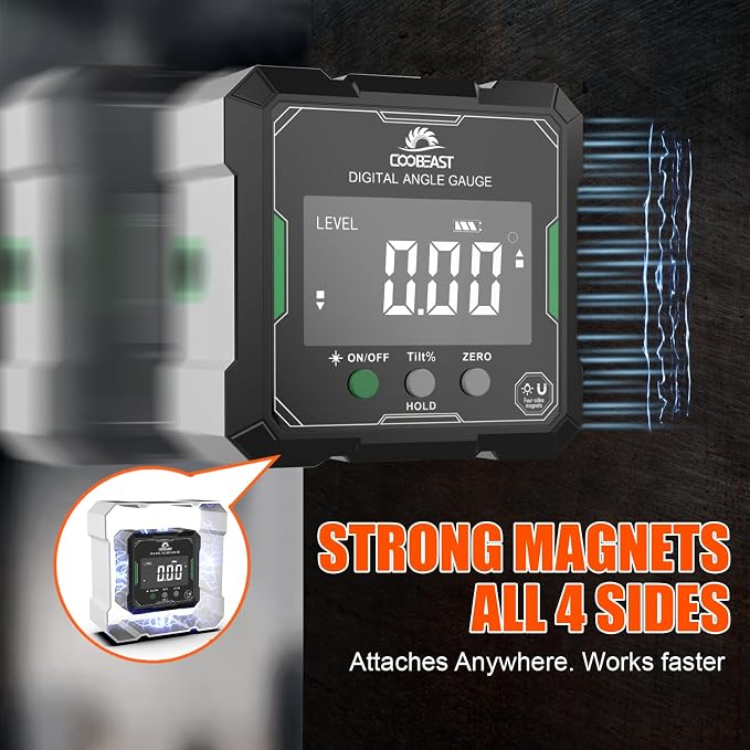 Digital Angle Finder with Green Laser, 4-side Magnetic Digital Laser Level - Image 5