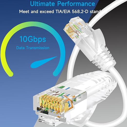 Cat6a Slim Ethernet Patch Cable 14 ft, Cat6a Patch Cable - Image 2
