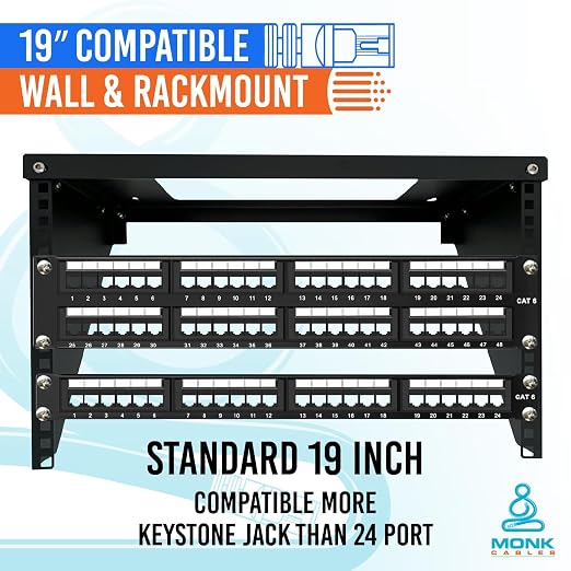MONK CABLES | CAT6 Patch Panel | Puchdown | 48 Port - Image 2