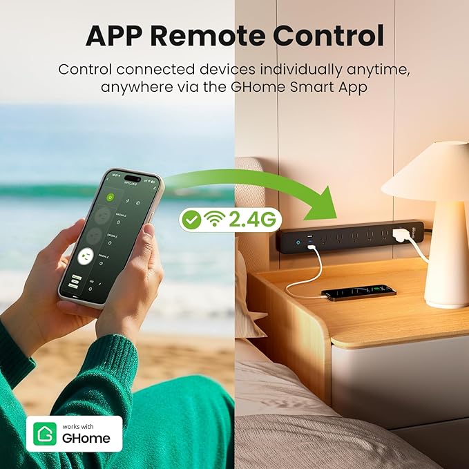 GHome Smart Power Strip 15A, 2.4G WiFi Smart Plugs That Work - Image 4