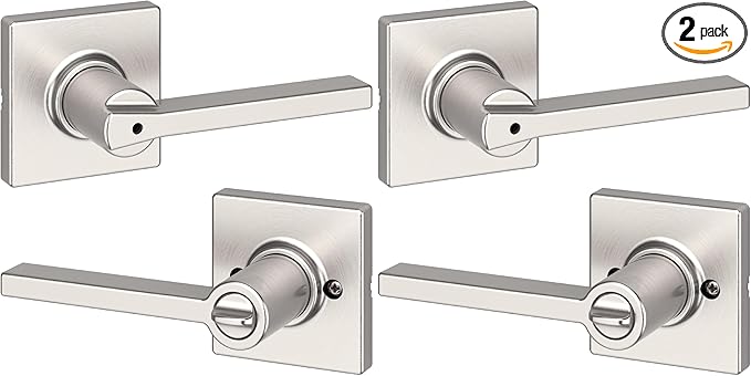Kwikset Casey Door Handle, Satin Nickel | Interior Lever | Keyless Turn Lock | by Kwikset
