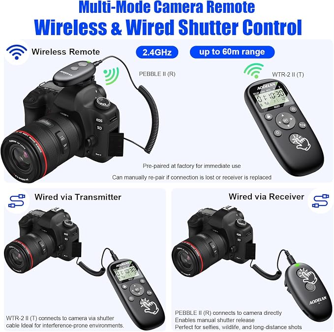 for Nikon Cameras Wireless Rechargeable Timer Shutter Release Remote Control - Image 3