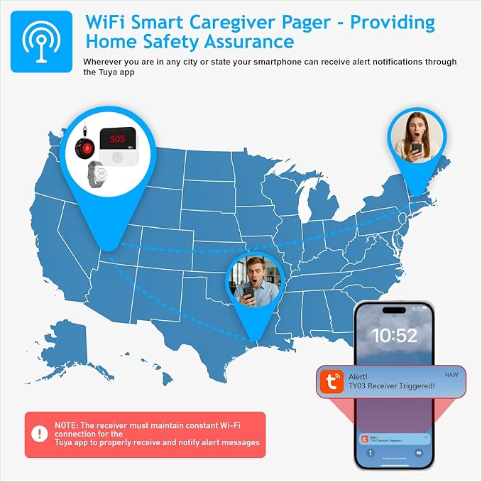 SanJie Wi-Fi Wireless Caregiver Pager Call Button - Image 4