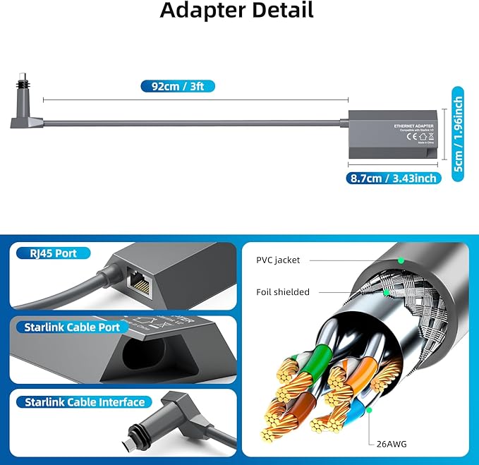 Starlink Ethernet Adapter for Rectangular Satellite Internet V2, Starlink - Image 6