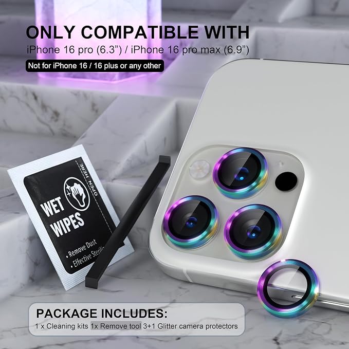 Choiche Compatible for iPhone 16 Pro/iPhone 16 Pro Max Camera Lens Protector - Image 2
