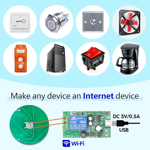 DieseRC 1 Channel WiFi Smart Switch, DC 5V 12V 24V 36V Passive Output Relay - Image 3