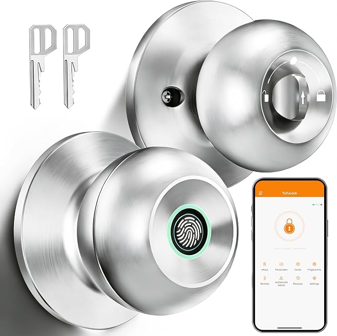 Smart Door Knob, Fingerprint Door Knob, Biometric Smart Door Lock by EUERTE