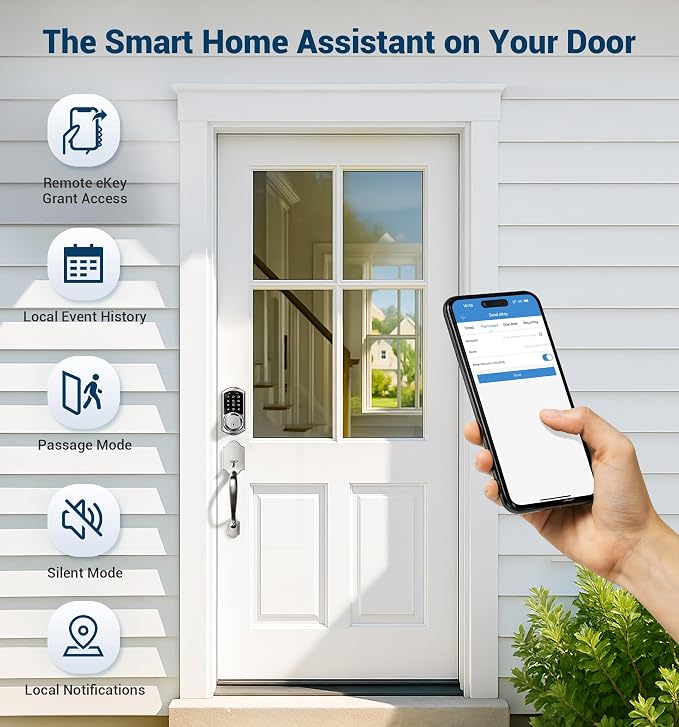 Veise VE06-H Smart Front Door Lock Set, App Control, Keyless Entry Deadbolt - Image 8