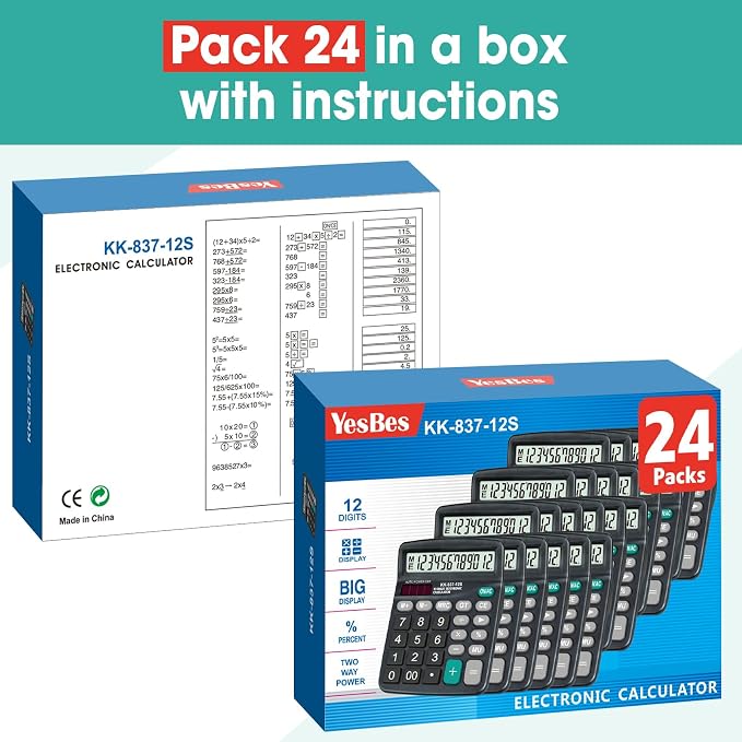 24 Pack Calculator Bulk, 12 Digits Calculators Desktop - Image 7