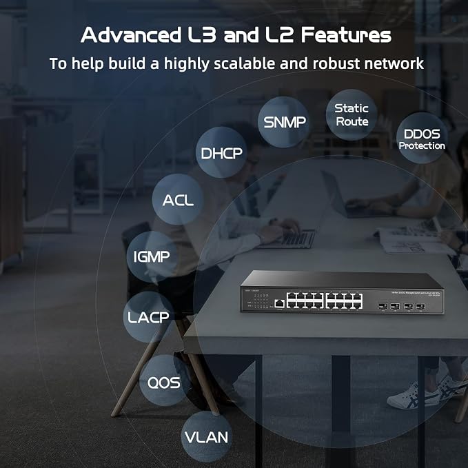 Binardat 20 Port 2.5G Web Managed Switch, 16x2.5G Ethernet, 4x10 Gigabit SFP - Image 5