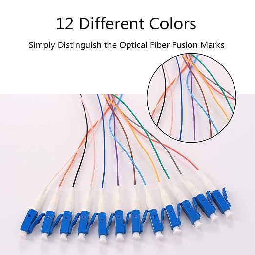 1.5 Meter 12 Strand SingleMode 9/125 LC-UPC Fiber Pigtail, 12 Color-Coded LC - Image 3