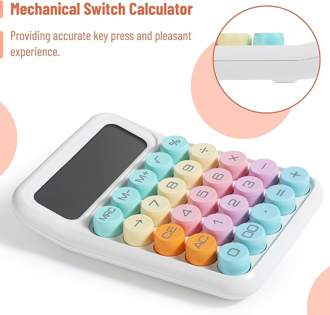 Mr. Pen- Mechanical Switch Calculator, 12 Digit Large LCD Display, Colorful - Image 3