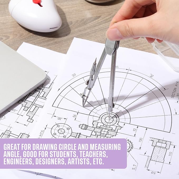 EBOOT Student Geometry Math Set, Drawing Compass and 6 Inch Swing Arm - Image 6