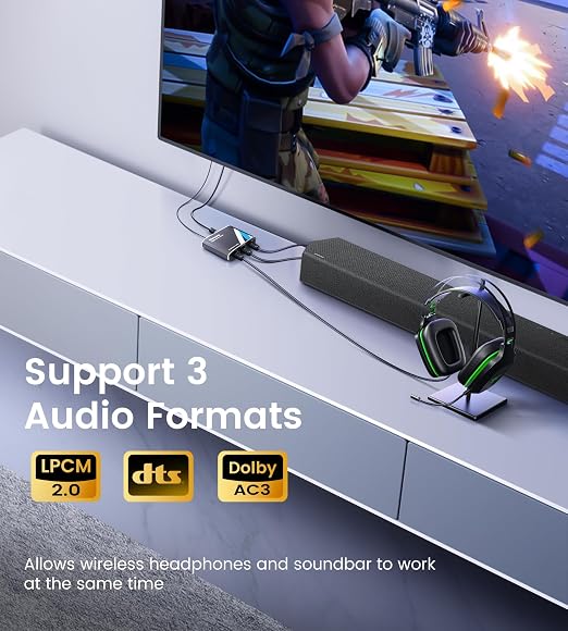 NEWCARE Digital Optical Splitter 1 in 2 Out, SPDIF Toslink Optical Audio Cable - Image 6