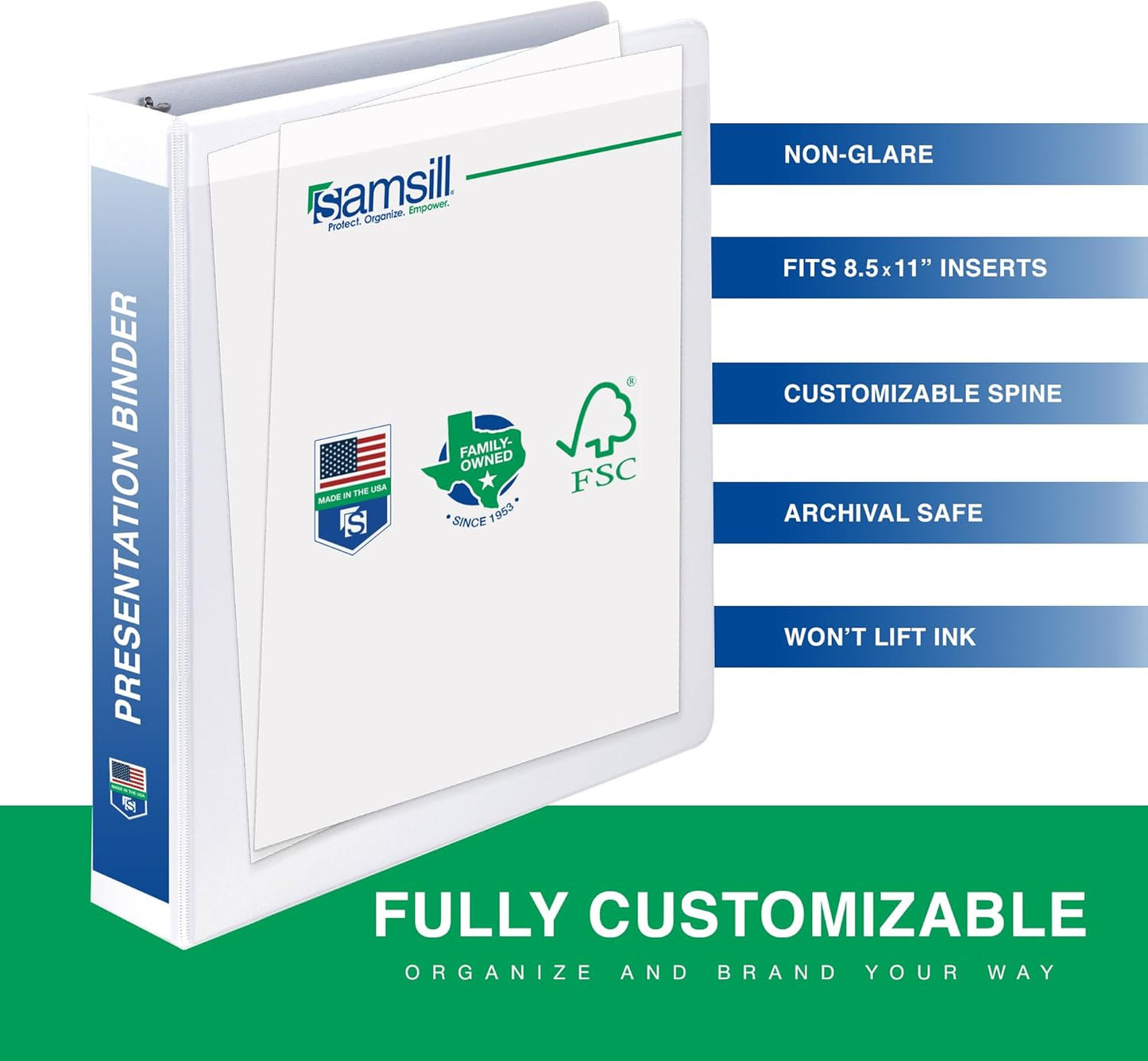 Samsill 1.5 Inch 3 Ring Binders, Made in USA, Economy Round Ring, Clear View Cover, 325 Sheet Capacity - for School, Home, Office - White, 12 Pack