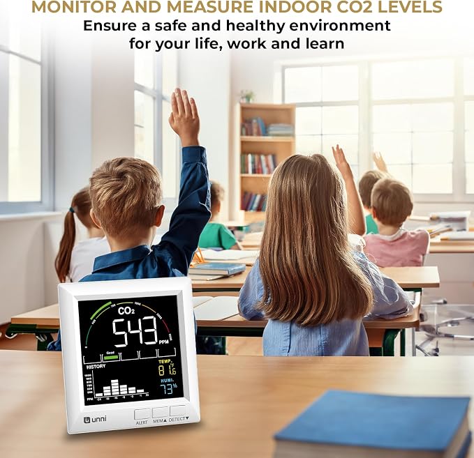 U UNNI CO2 Monitor for Home, 3 Adjustable Volume for Alerts & 3 Adjustable - Image 3