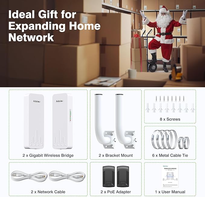 Adalov Wireless Bridge, 3KM 5.8G Point to Point Outdoor CPE, Long Range WiFi - Image 7