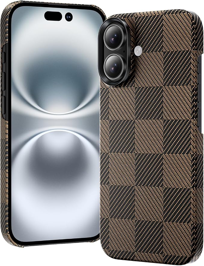 toushion 3 in 1 for iPhone 16 Case Carbon Fiber Black&Gold, Fits MagSafe by Unknown