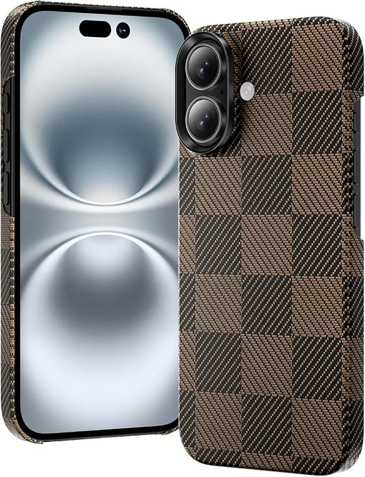 toushion 3 in 1 for iPhone 16 Case Carbon Fiber Black&Gold, Fits MagSafe by Unknown