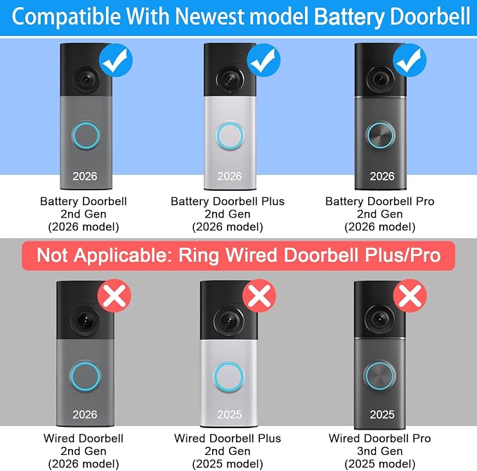 Adhesive Mount Compatible with Ring Battery Doorbell Pro/Plus No-Drill Mounting - Image 2
