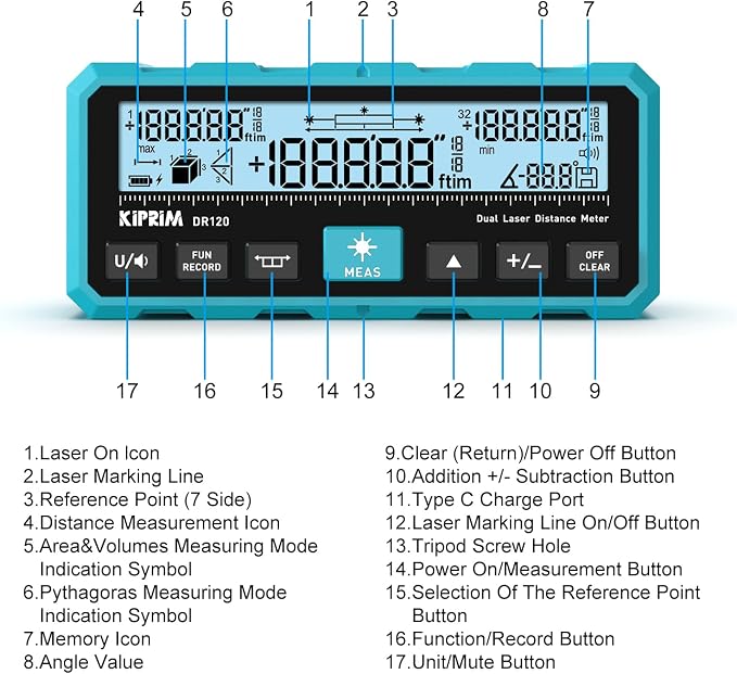 Kiprim DR120 Dual Laser Distance Meter - Image 2
