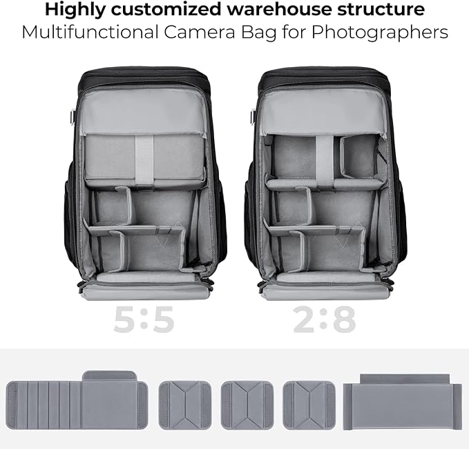 K&F CONCEPT Professional Camera Backpack, Large Photography Backpack Expandable - Image 2
