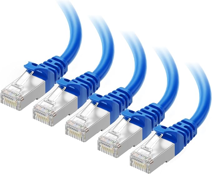 Cable Matters 10Gbps 5-Pack Snagless Short Shielded Cat 6A Ethernet Cable - 1ft by CableMatters