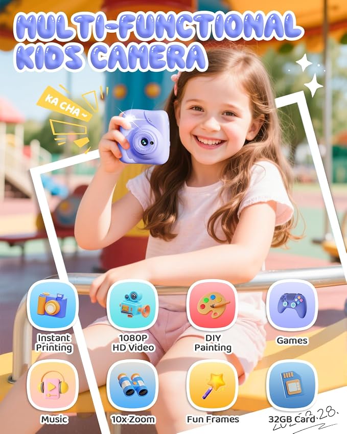Kids Camera Instant Print, 1080P HD Kids Instant Camera - Image 2
